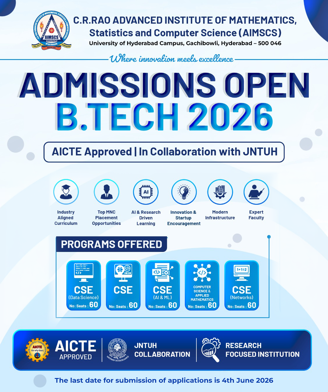 CR Rao AIMSCS B.Tech Application